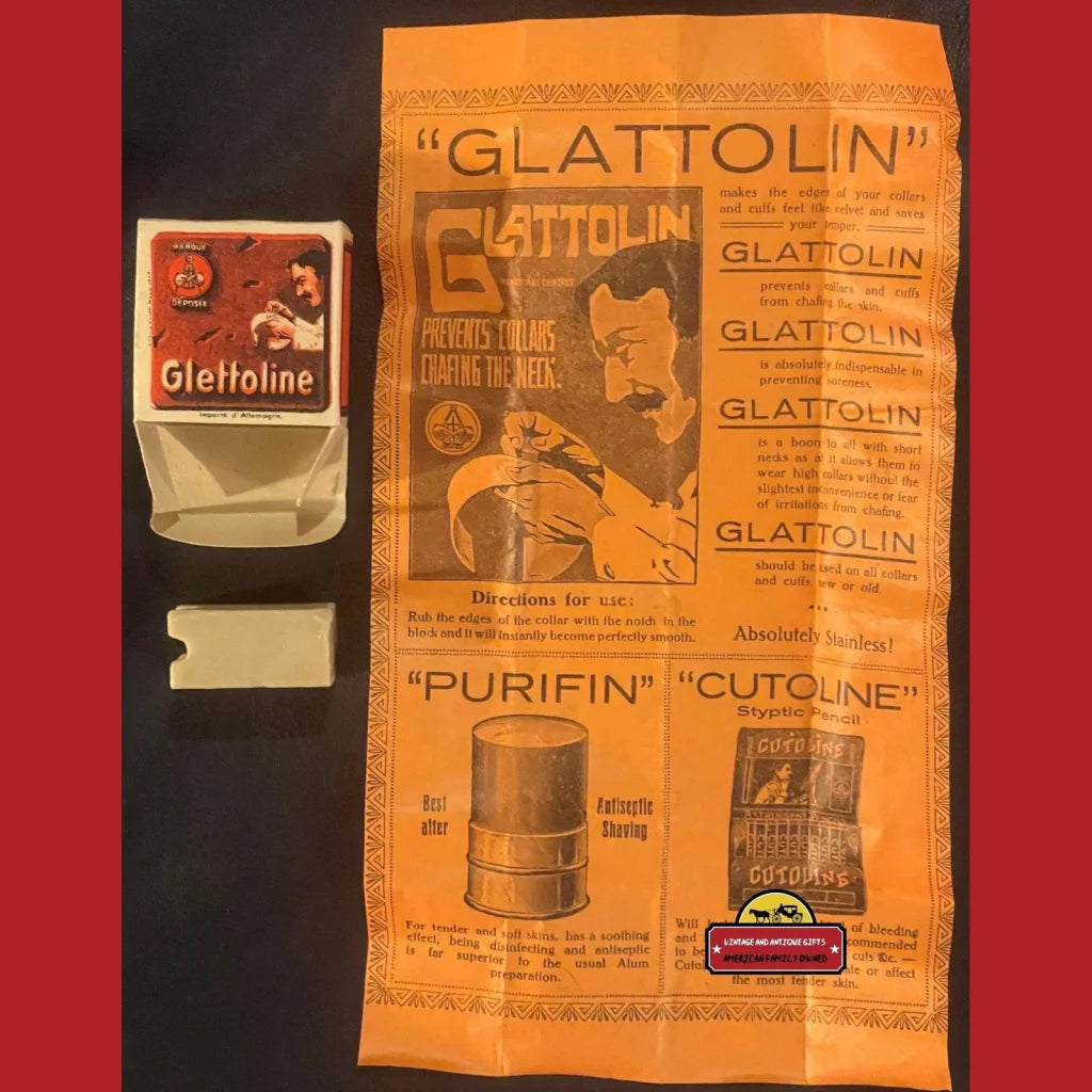 Antique 1910s Glattolin Wax Collar Remedy to Improve Temper Unopened Box