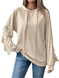 Thumbnail for Perfee Drawstring Ruffled Long Sleeve Hoodie - T - 1 COLOR -