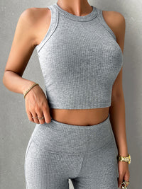 Thumbnail for Ribbed Round Neck Tank and Pants Set - 2 PCS. - T - 4 COLORS -