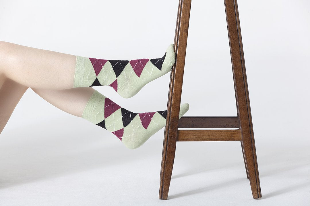 Women's Pistachio Argyle Socks - 1 COLOR -