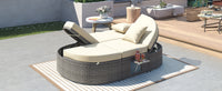 Thumbnail for Outdoor Sun Bed Patio 2-Person Daybed With Cushions and Pillows, Rattan Garden Reclining Chaise Lounge With Adjustable B