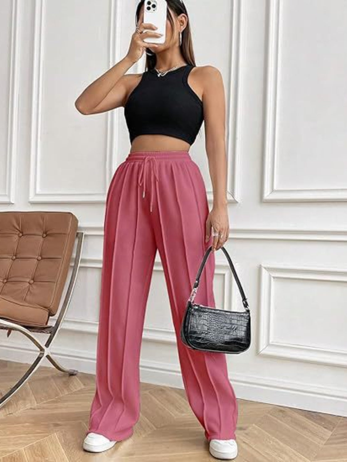 Drawstring Wide Leg Pants with Pockets - T - 5 COLORS -