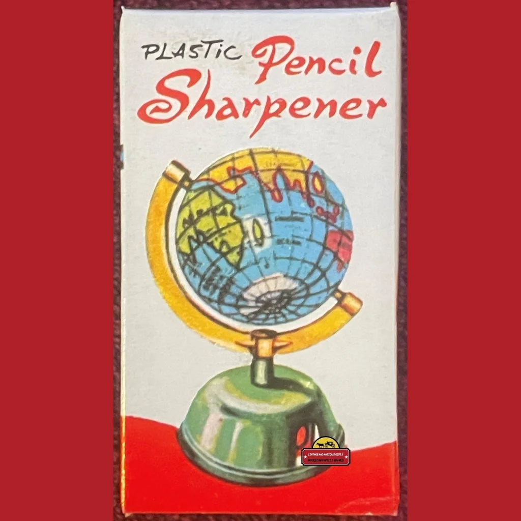 Vintage 1960s Tin Globe Pencil Sharpener, Unopened in Box, Memories From Childhood