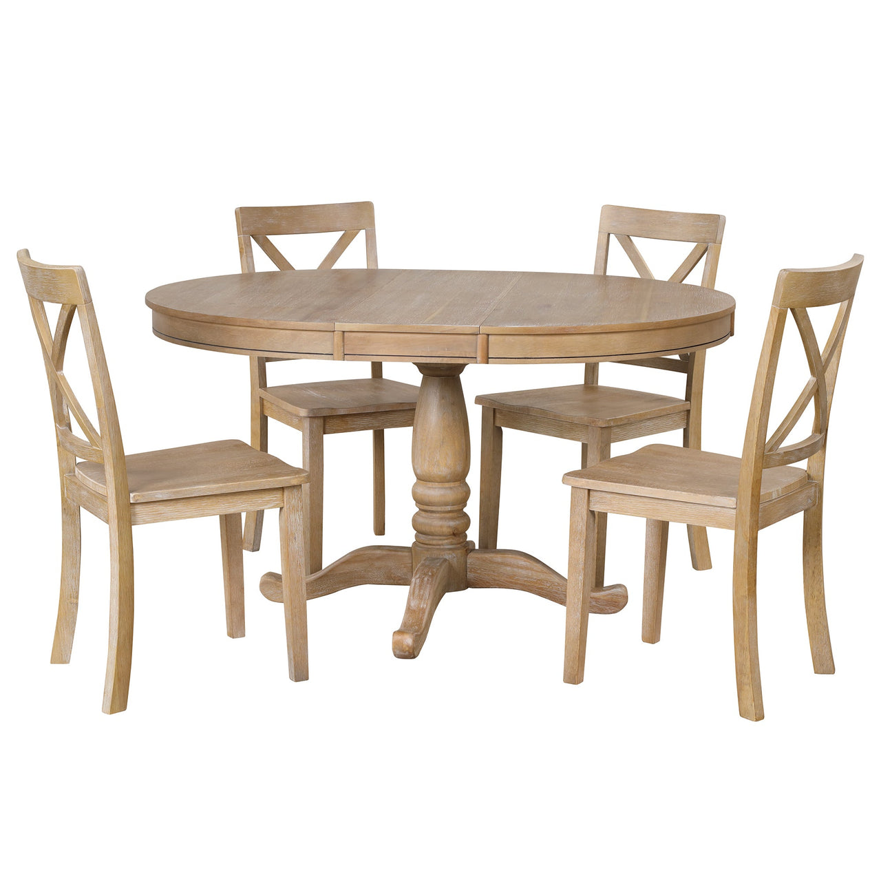 Modern Dining Table Set for 4,Round Table and 4 Kitchen Room Chairs,5 Piece Kitchen Table Set for Dining Room,Dinette,Br