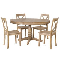 Thumbnail for Modern Dining Table Set for 4,Round Table and 4 Kitchen Room Chairs,5 Piece Kitchen Table Set for Dining Room,Dinette,Br