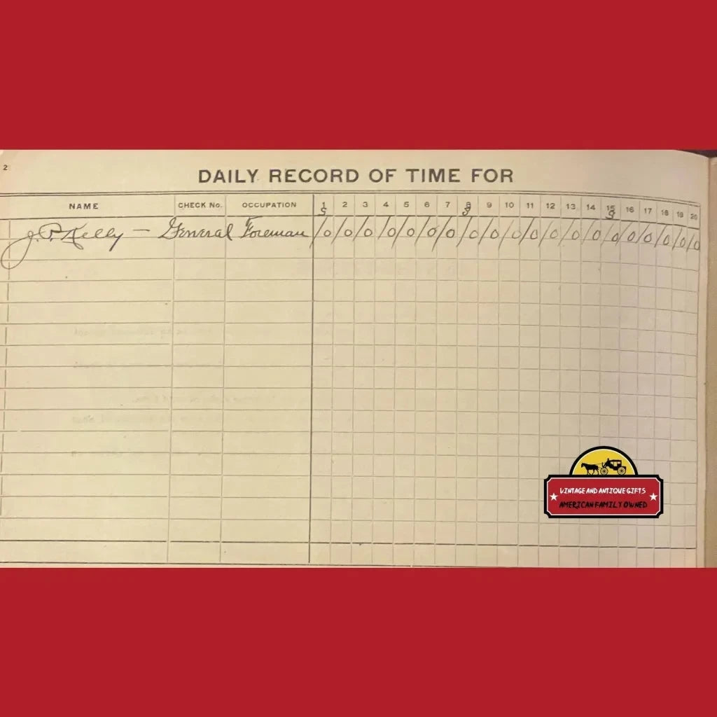 Antique 1910 Pittsburgh and Lake Erie Railroad Foreman Time Book, Work Log