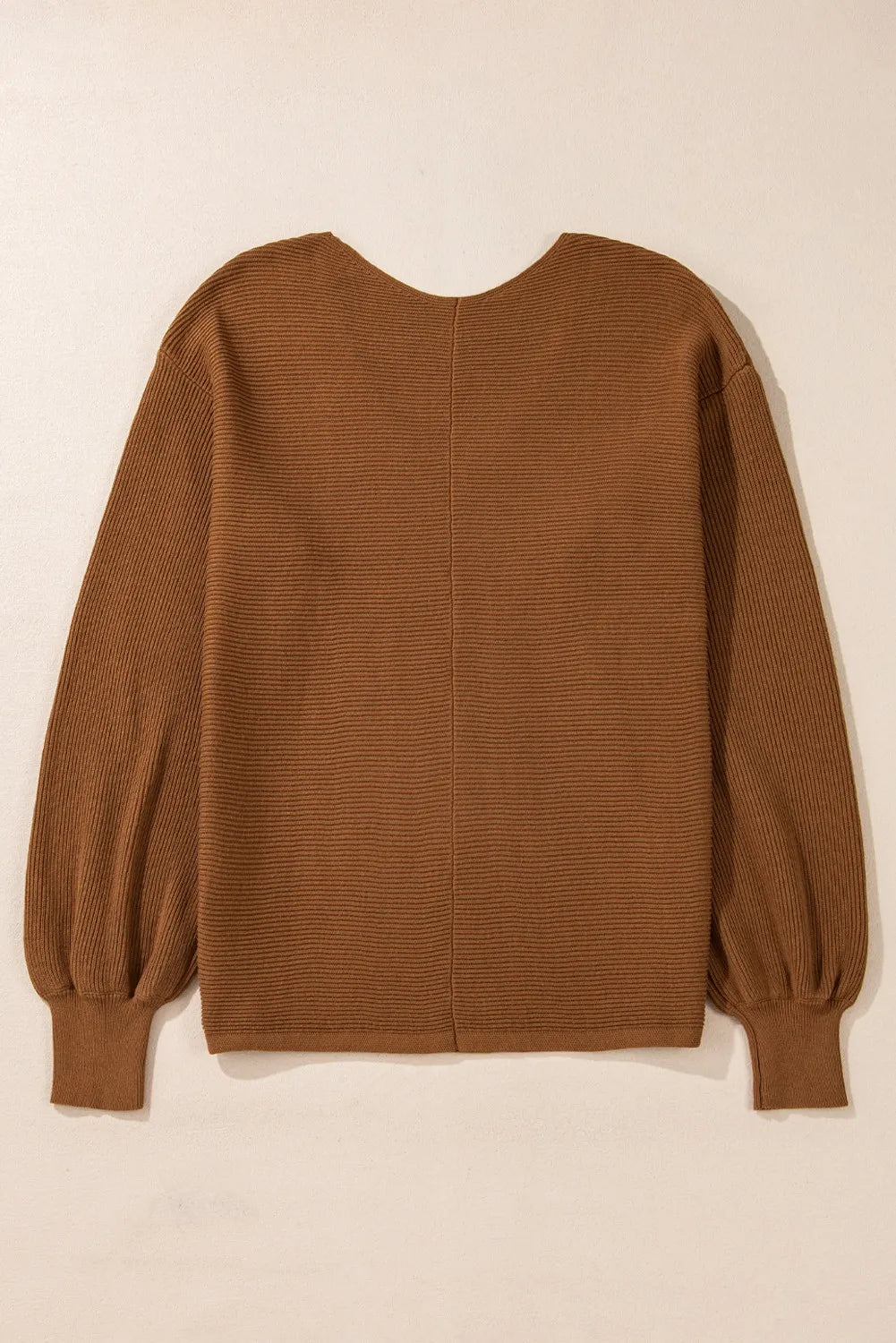 V-Neck Dropped Shoulder Long Sleeve Sweater - T - 1 COLOR -