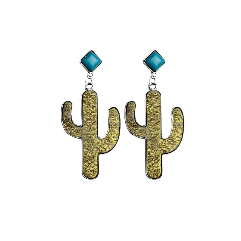 Turquoise Cactus Earrings - T - 2 COLORS -