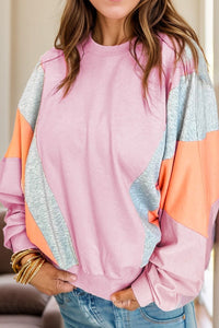 Thumbnail for Color Block Round Neck Long Sleeve Sweatshirt