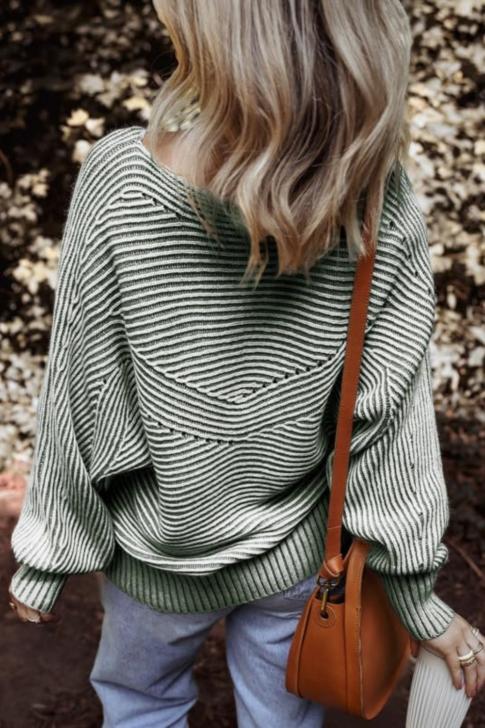 Textured Striped Round Neck Long Sleeve Top - T - 6 COLORS -