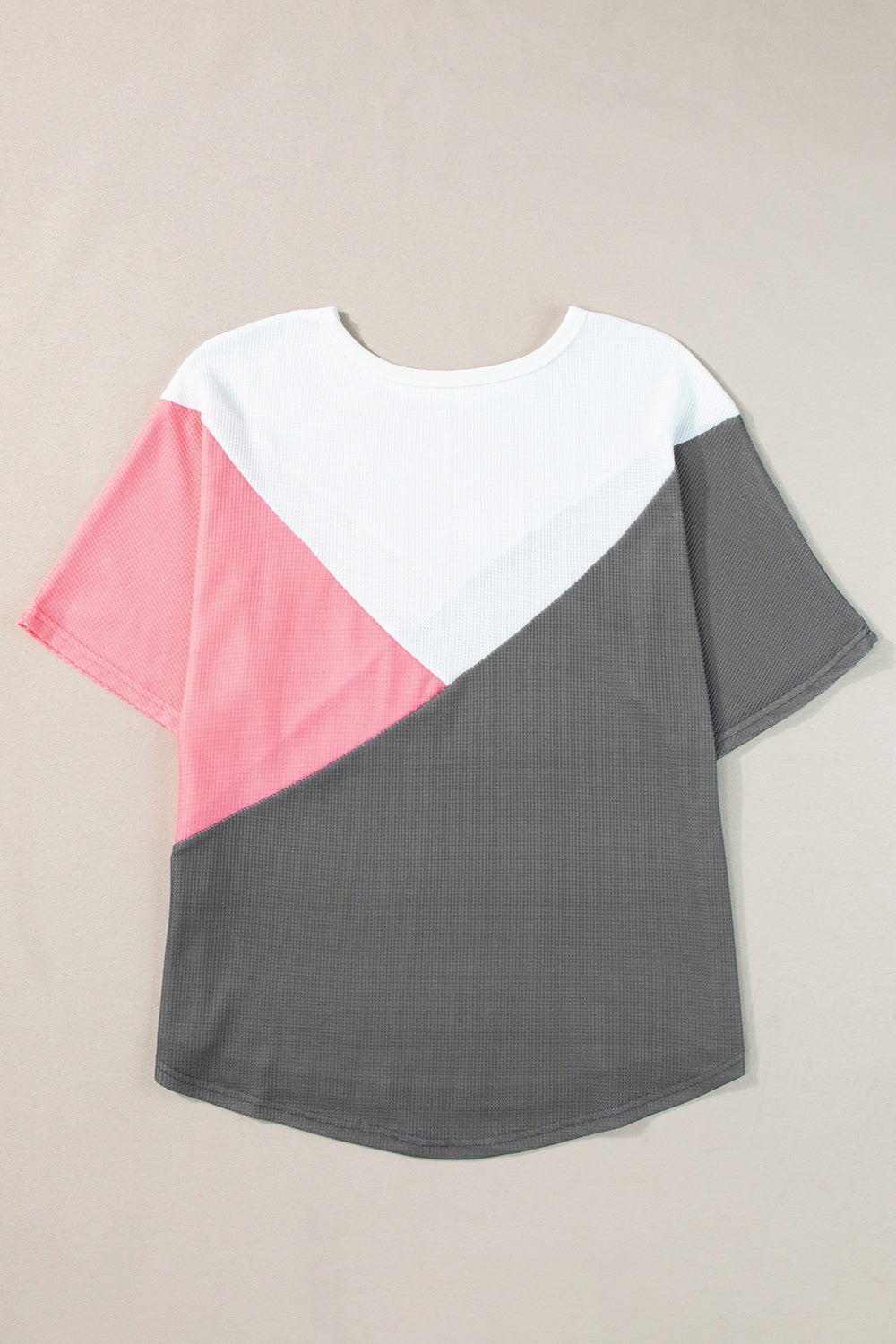 Color Block Round Neck Half Sleeve Top - T - 1 COLOR -