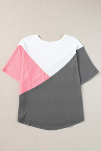 Thumbnail for Color Block Round Neck Half Sleeve Top - T - 1 COLOR -