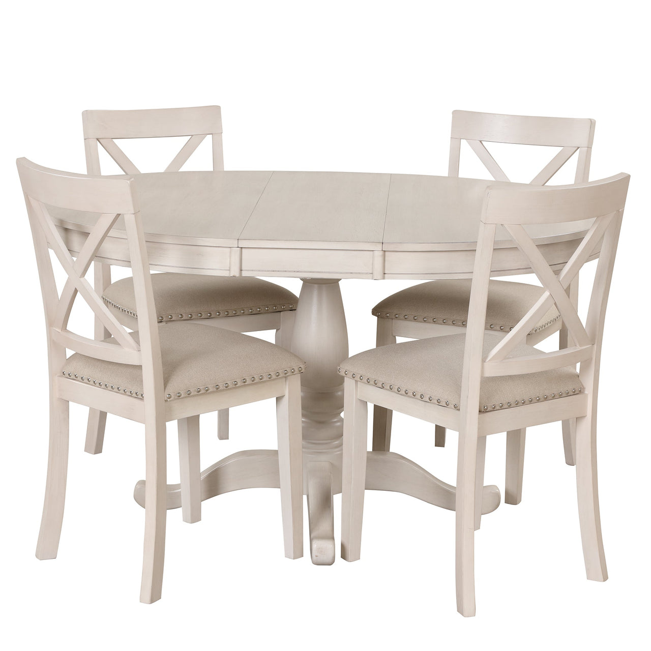 Modern Dining Table Set for 4,Round Table and 4 Kitchen Room Chairs,5 Piece Kitchen Table Set for Dining Room,Dinette,Br