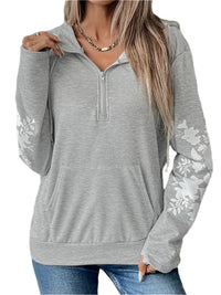 Thumbnail for Perfee Half Zip Long Sleeve Hoodie - T - 1 COLOR -