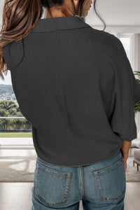 Thumbnail for Half Button Collared Neck Half Sleeve Blouse - T - 1 COLOR -