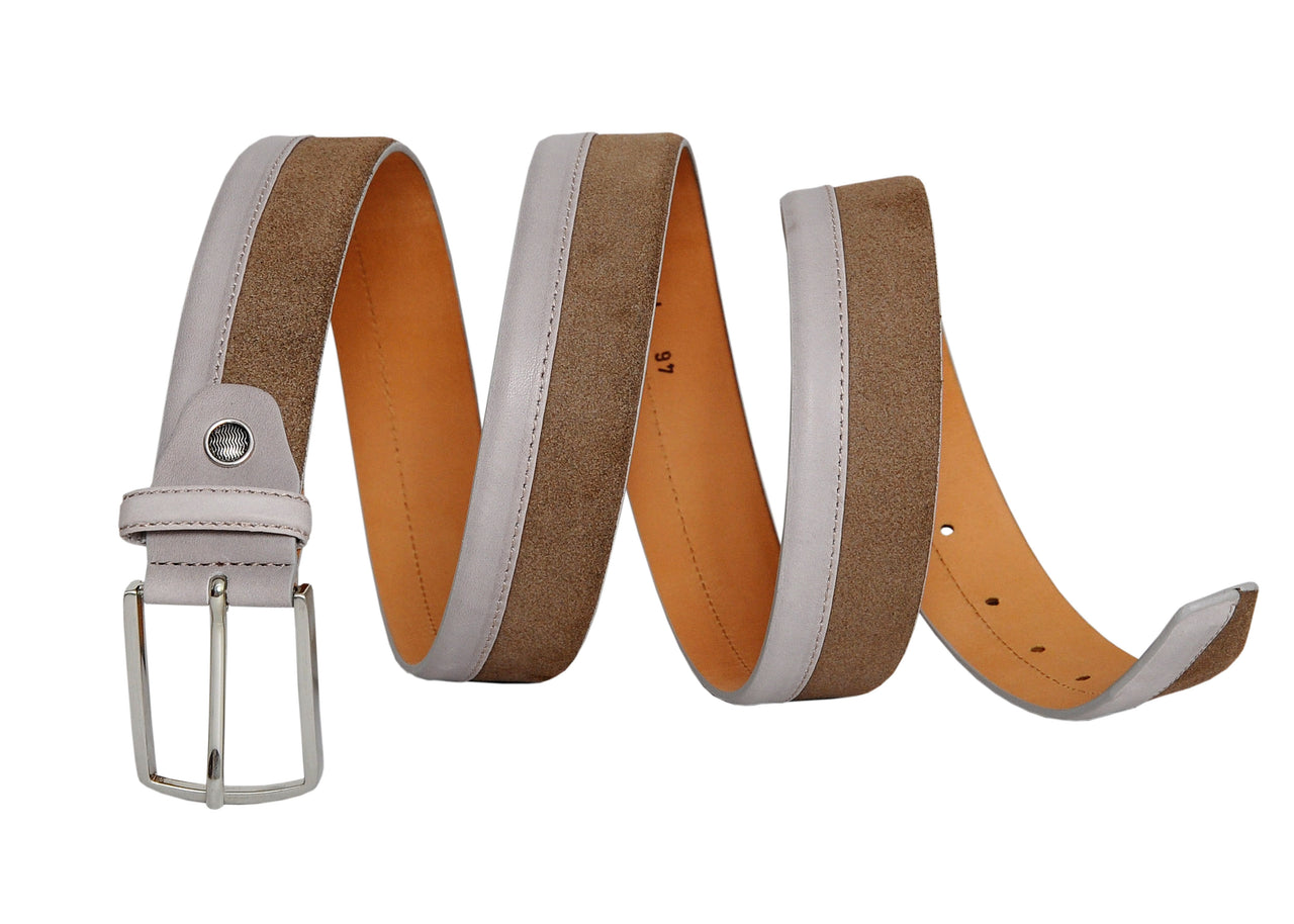 Jkel - Siene Beige Leather Men Suede Belt -