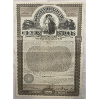 Thumbnail for Antique 1893 Cleveland Cincinnati Chicago St Louis Railroad Bond Certificate