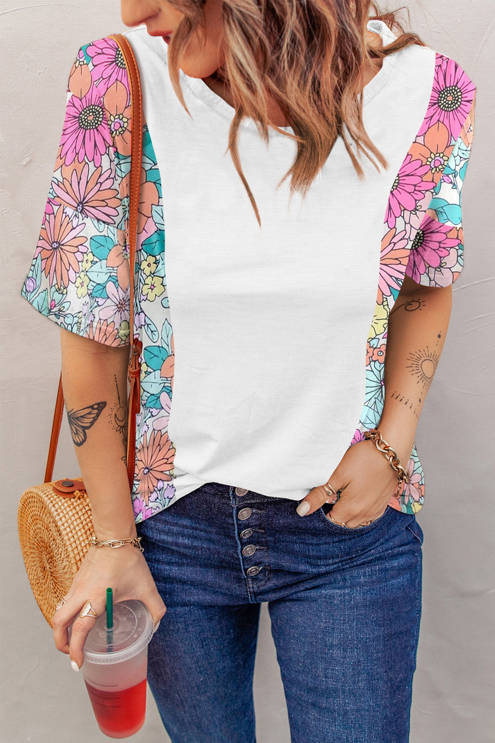 Printed Round Neck Half Sleeve T-Shirt - T - 1 COLOR -