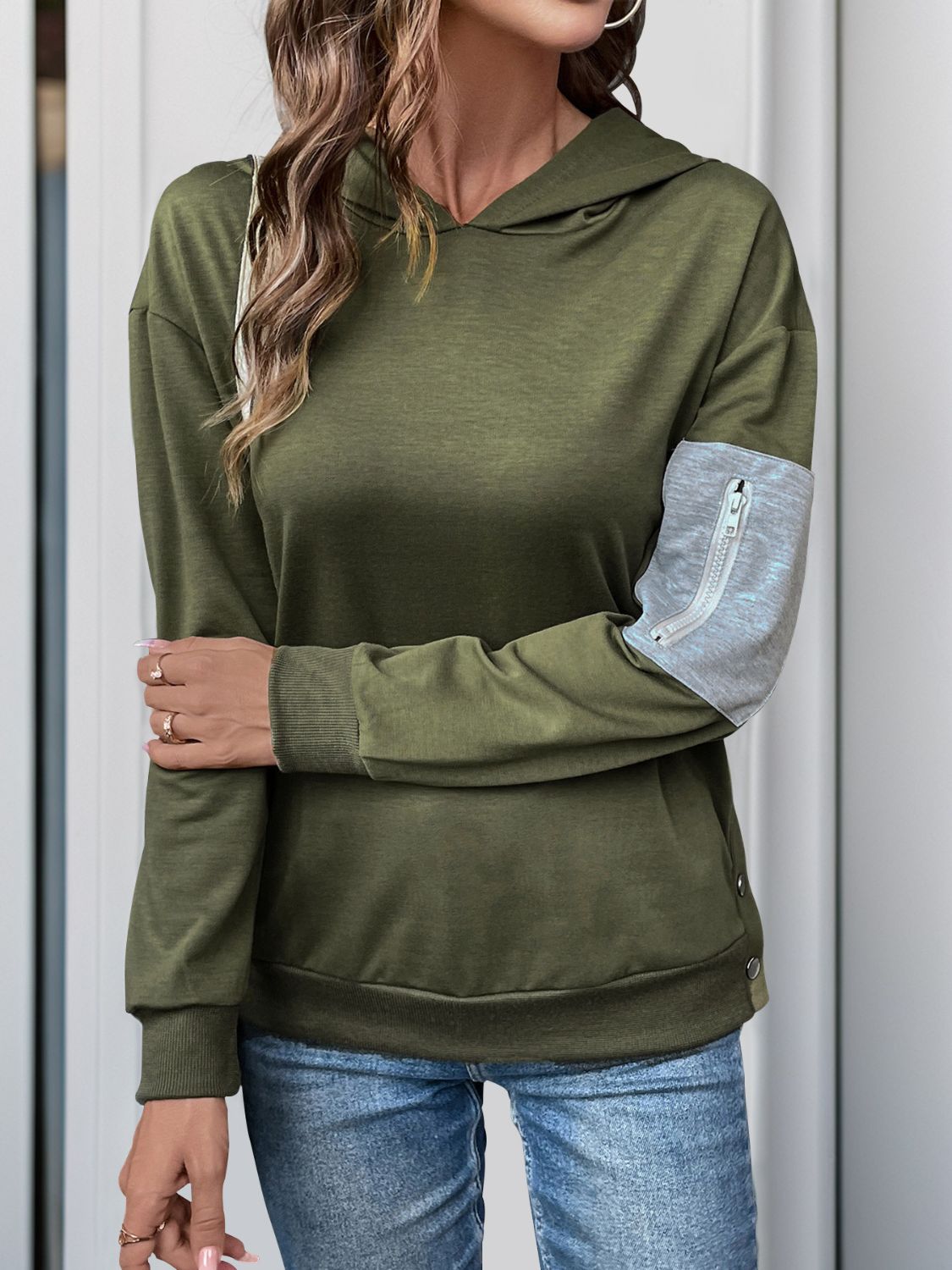 Perfee Dropped Shoulder Long Sleeve Hoodie - T - 1 COLOR -