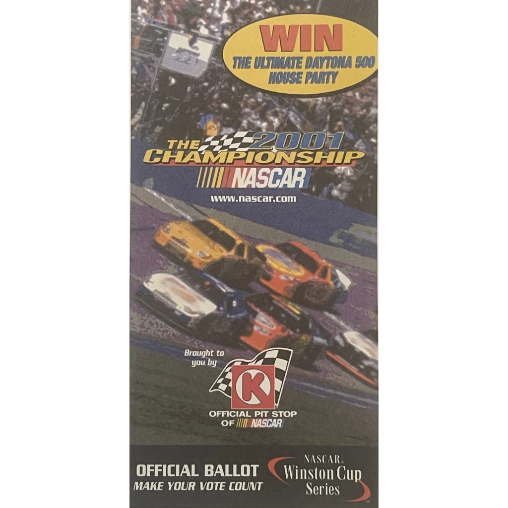 Vintage 2001 🏆 NASCAR Winston Cup Ballot, Year Tragic Loss Dale Earnha ...