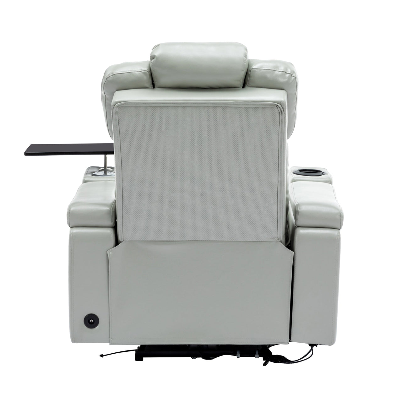 PU Leather Power Recliner Individual Seat Home Theater Recliner With Cooling Cup Holder, Bluetooth Speaker, LED Lights,