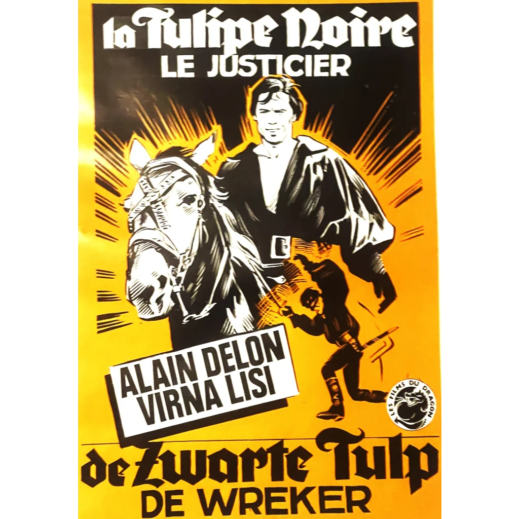 Rare Vintage 1964 the Black Tulip, La Tulipe Noire Belgium Movie Poster, Alain Delon!