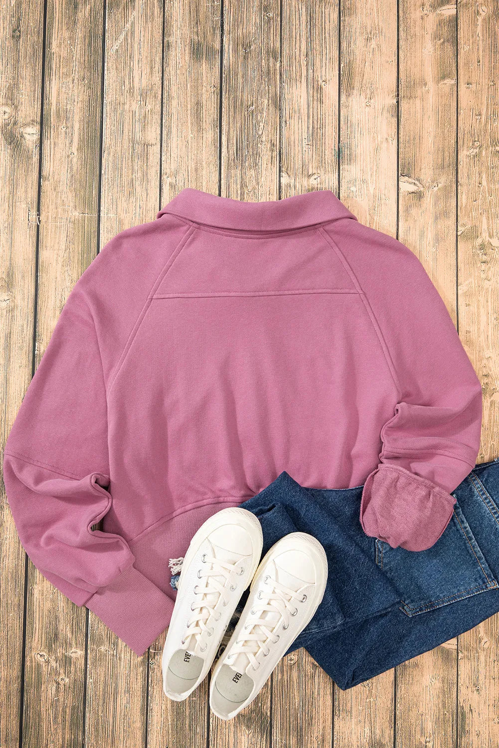 Half Zip Long Sleeve Sweatshirt - T - 1 COLOR -