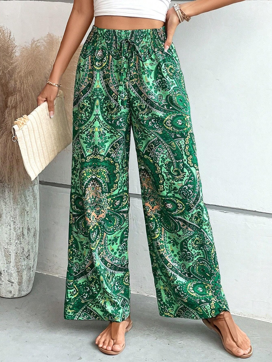 Printed Wide Leg Pants - Beach or Everyday - T - 5 COLORS -