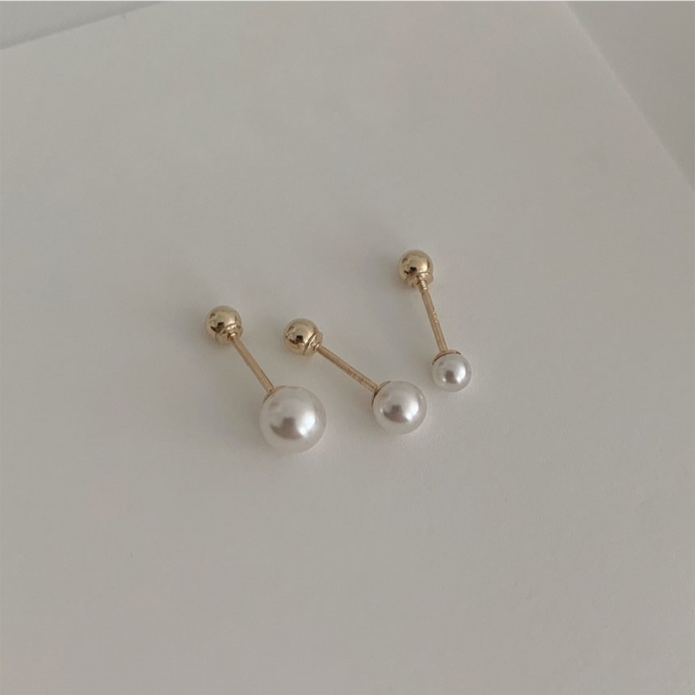 Brisbane - 14K SOLID GOLD SWAROVSKI PEARL PIERCING; 3mm,4mm,5mm,6mm - [9-15 DAY DELIVERY] - SINGLE OR PAIR -