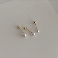 Thumbnail for Brisbane - 14K SOLID GOLD SWAROVSKI PEARL PIERCING; 3mm,4mm,5mm,6mm - [9-15 DAY DELIVERY] - SINGLE OR PAIR -