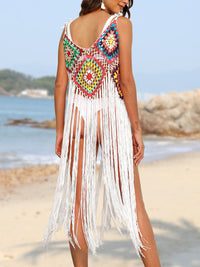 Thumbnail for Fringe Spaghetti Strap Cover-Up - T - 10 COLORS -