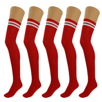 Thumbnail for 5 Pairs Over Knee Thigh Socks Knee-High Warm Stocking Women Boot Sock Leg Warmer High Socks - FITS SIZES 5-10 - 9 COLORS -