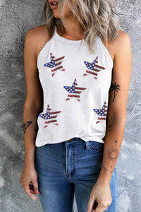 Thumbnail for Sequin US Flag Star Neck Tank - T - 1 COLOR -