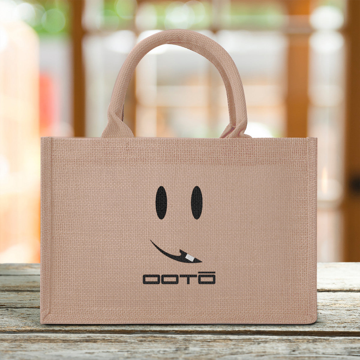 OOTO - SMOOTO EN BLACK - Brown Burlap Tote Shopping Bag - 1 SIZE / 1 COLOR -