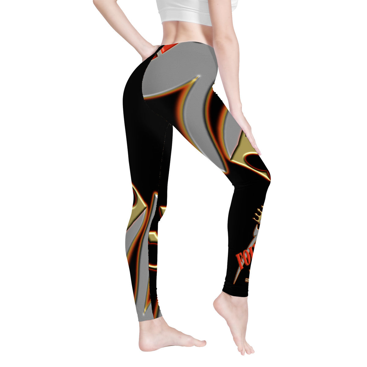 ITEM 28.) FOUNDER - CROWNED BIG STEPPIN GLYPHIC - D48 Yoga Leggings - Women XS THRU 3XL - 1 COLOR -