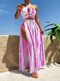 Thumbnail for Printed Halter Neck Three-Piece Swim Set - 3 PCS. - T - 6 COLORS -