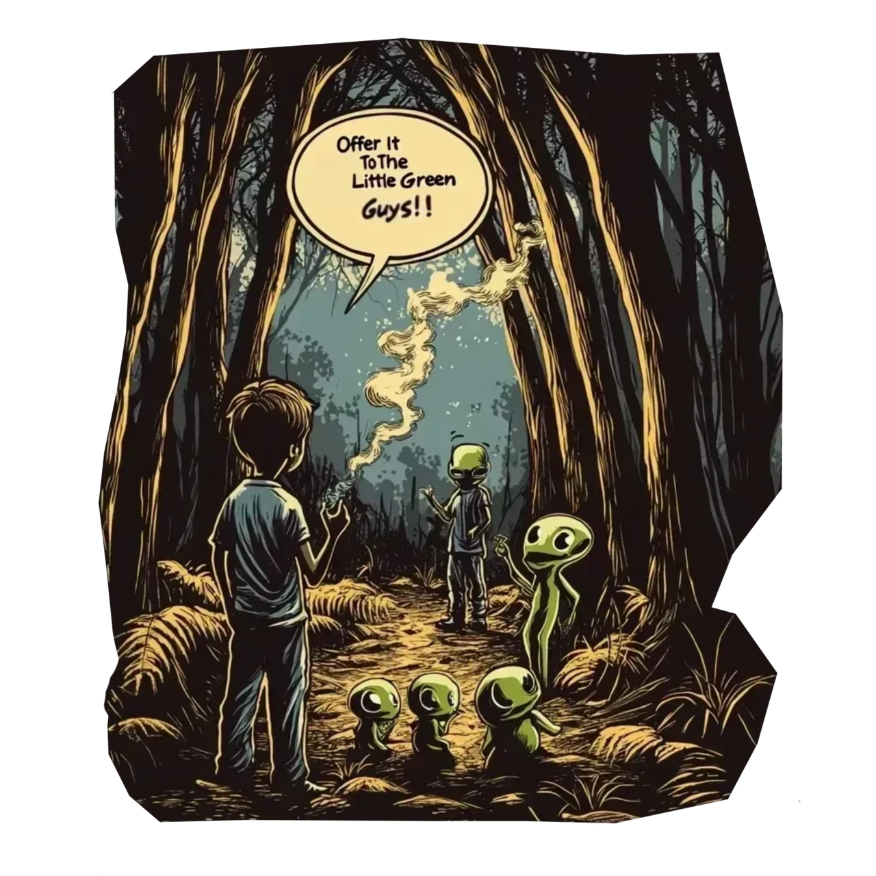 "Offer It to TheLittle Green Guys", Alien T-Shirt - 5 COLORS -