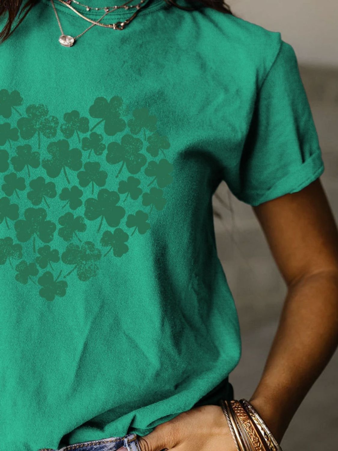 Full Size Lucky Clover Round Neck Short Sleeve T-Shirt - T - 10 COLORS -