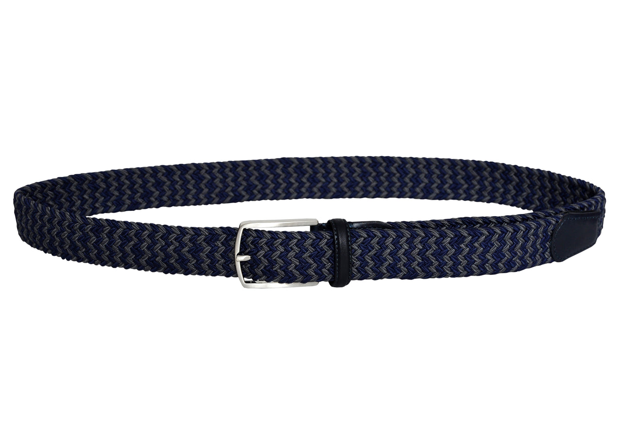 Jkel - Elba Navy/Grey Striped Men Stretch Belt -