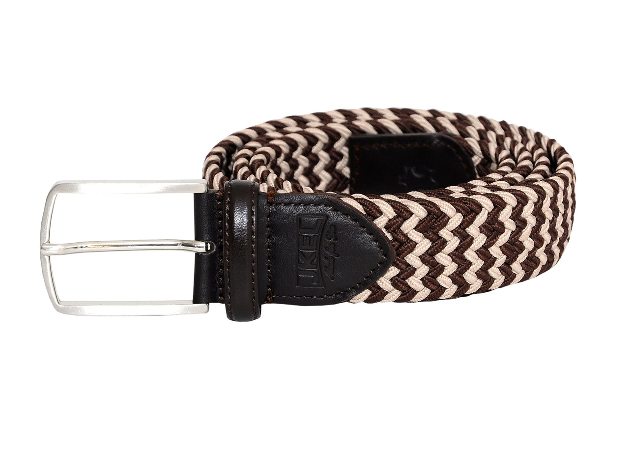 Jkel - Rosenberg Brown/Beige Plaited Men Stretch Belt -