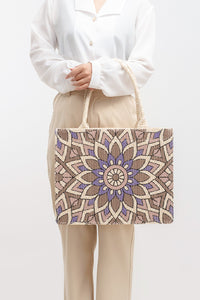 Thumbnail for Flower Straw Weave Tote Bag - T - 2 COLORS -