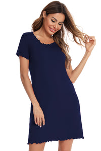 Thumbnail for Round Neck Short Sleeve Lounge Dress - T - 3 COLORS -