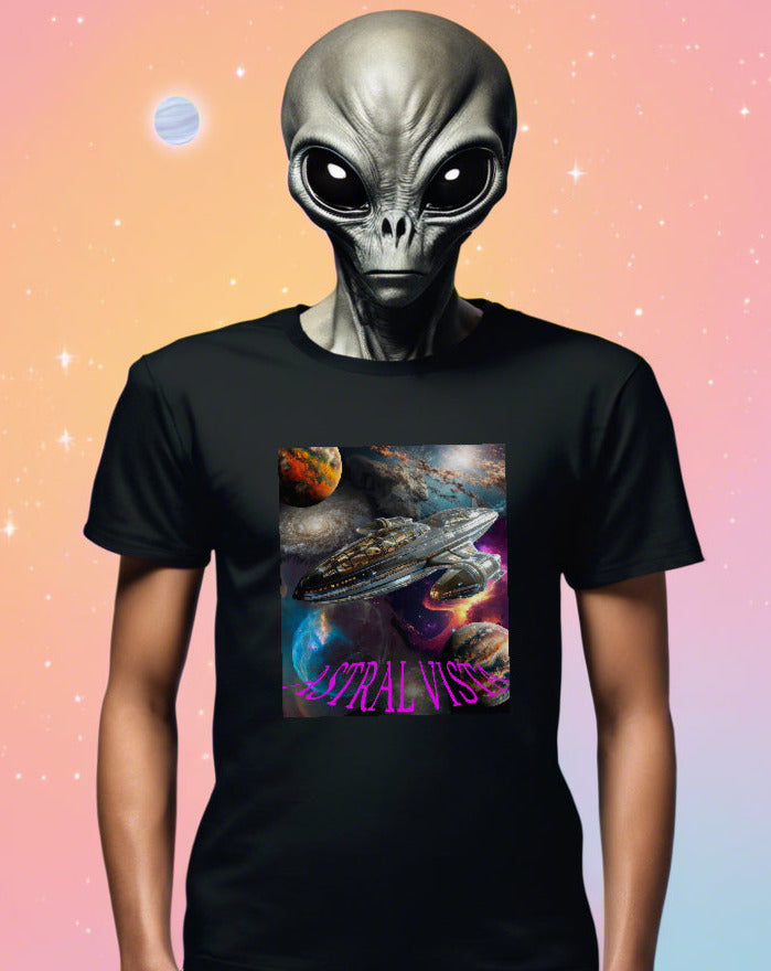 Astral Vista T-Shirt, Daily Spaceship Tee, Alien T-Shirt - 2 COLORS -