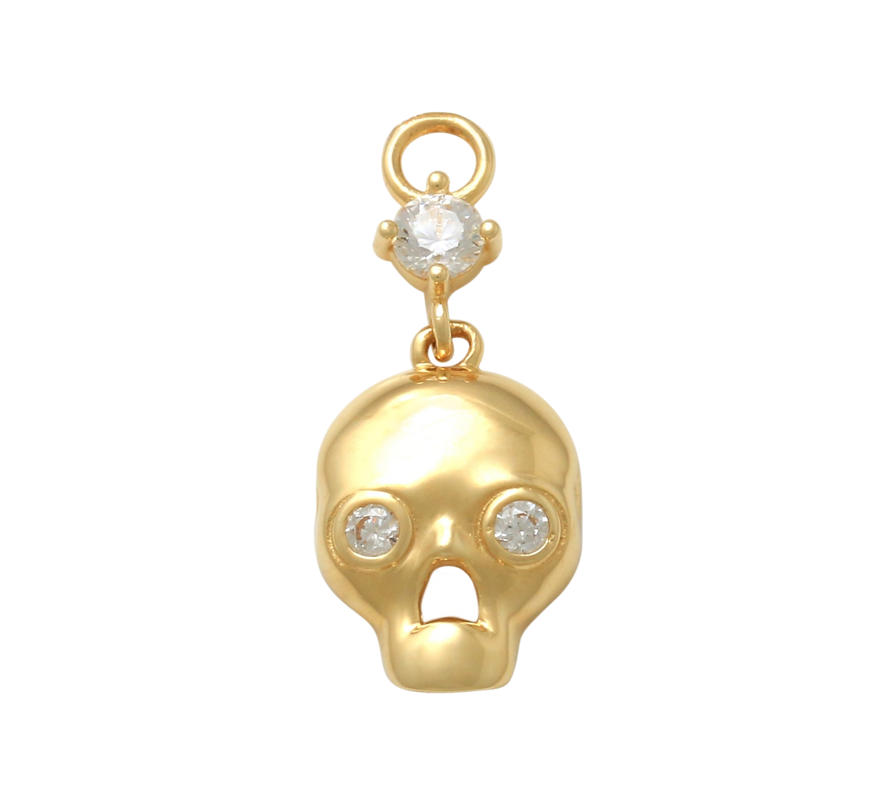 Zahav - 14K Solid Yellow Gold Handmade Belly Ring Hoop With a 10K Solid Yellow Gold Dangling Skull Charm - CHARM ONLY OR WITH CHAIN -