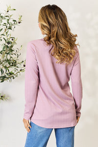 Thumbnail for Celeste Full Size Texture Half Button Long Sleeve Blouse - SIZES S THRU 3XL - T - 1 COLOR -