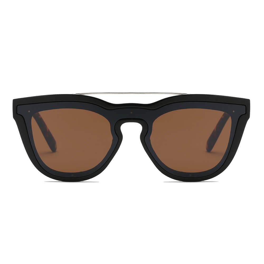 Cramilo - AIEA | Brow-Bar Single Flat Lens Round Sunglasses Circle - 4 COLORS -