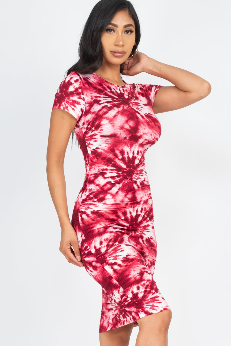 Capella - Tie-Dye Ruched Bodycon Dress - 4 COLORS -