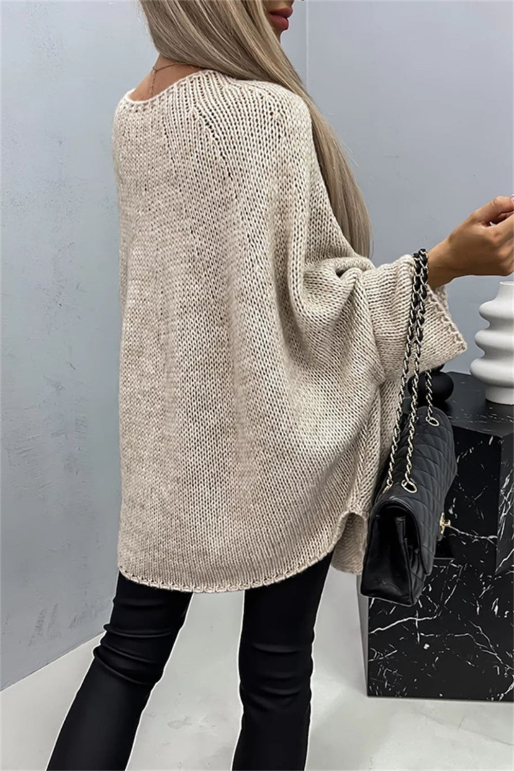 Round Neck Batwing Sleeve Sweater - T - 5 COLORS -