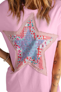 Thumbnail for Star Round Neck Short Sleeve T-Shirt - T - 2 COLORS -