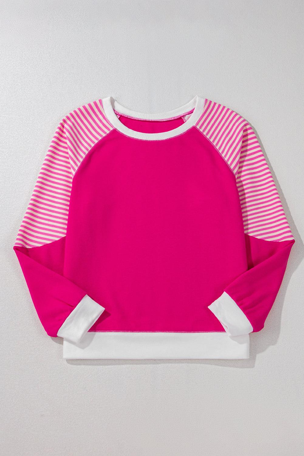 Striped Round Neck Long Sleeve Sweatshirt - T - 1 COLOR -